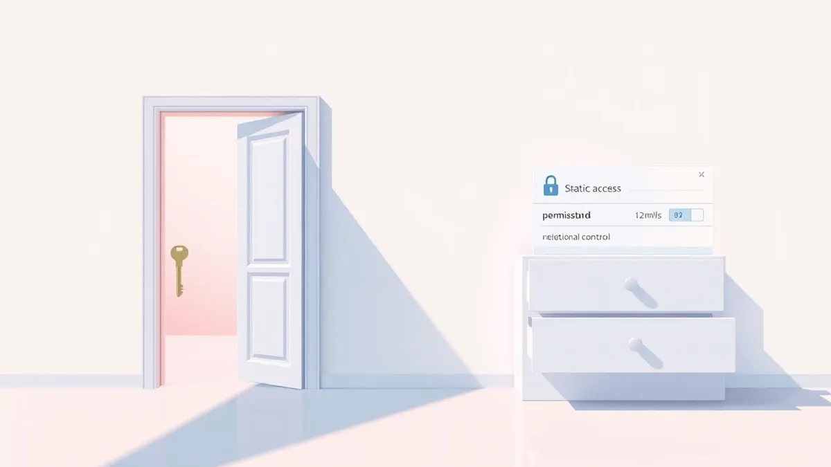 Illustration: A split visual shows a single key on the left opening a wide door, while a detailed permission card on the right unlocks only a specific drawer.