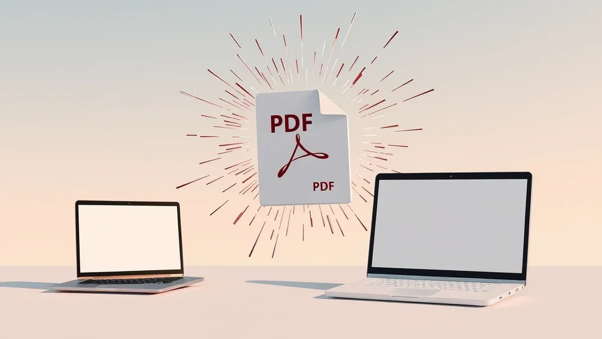 Illustration: A single PDF document icon floats in mid-air, emitting jagged, chaotic lines that resemble overflowing memory buffers.