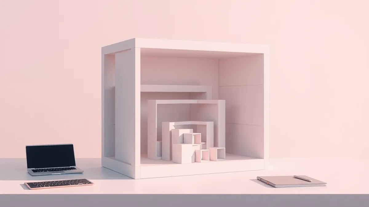 Illustration: A single white box sits on a clean desk surface.