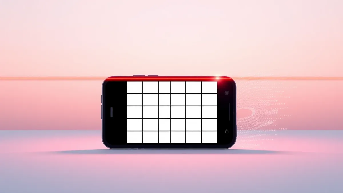 Illustration: A blank smartphone screen displays a grid of empty picture tiles.