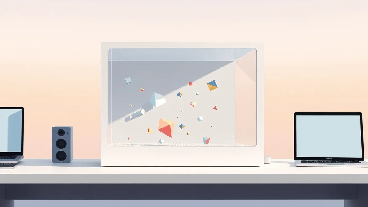 Illustration: A sleek white box sits on a desk, representing a microVM sandbox.