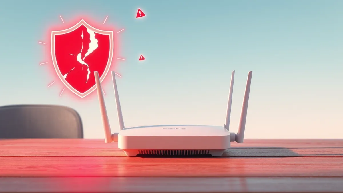 Illustration: A white wireless router sits on a wooden table.