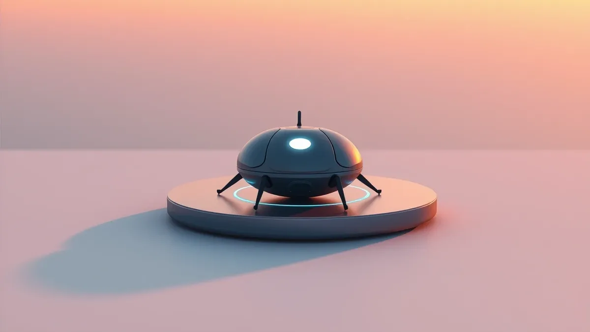 Illustration: A small, insect-shaped wearable device rests on a sleek charging mat.