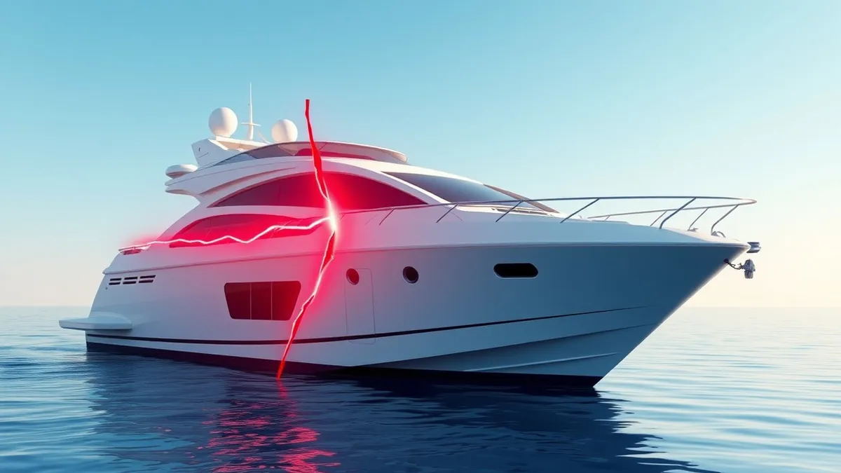 Illustration: A sleek white motor yacht rests on calm blue water.