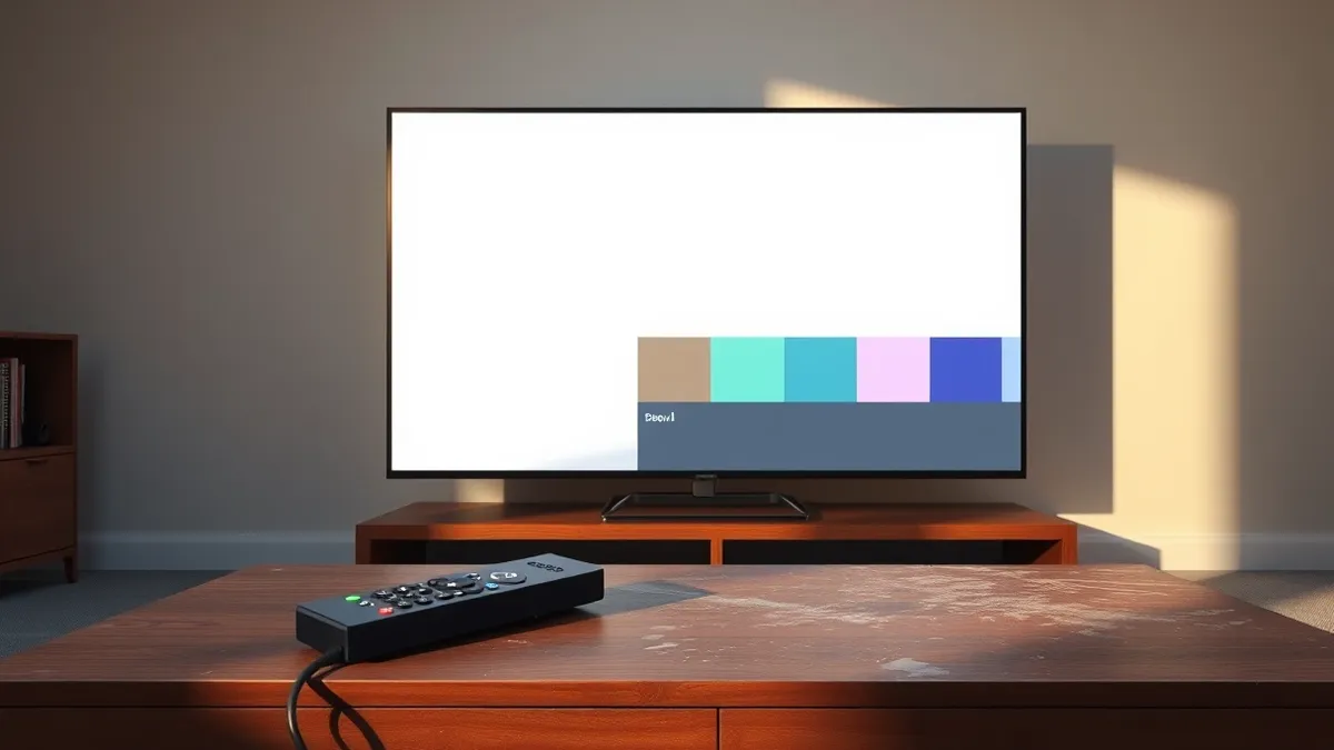 Illustration: A sleek black streaming device sits plugged into a television set.