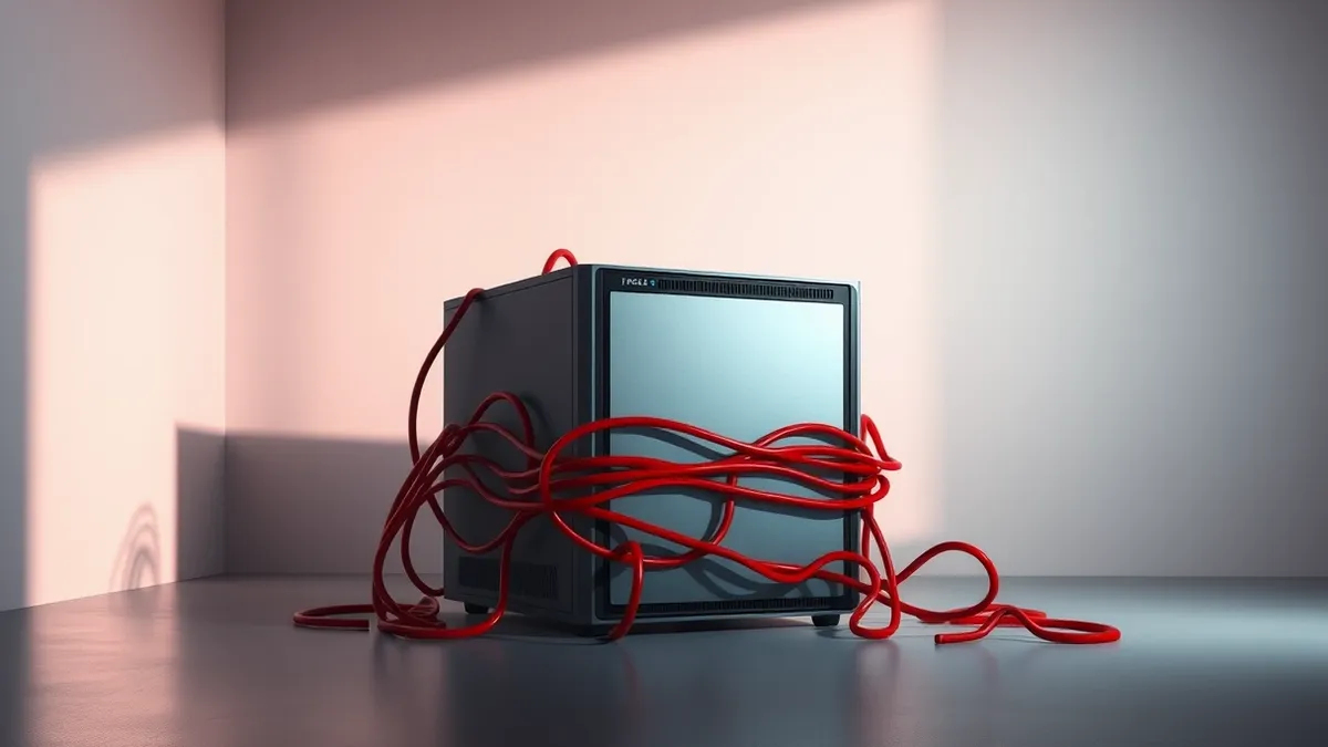 Illustration: A sleek application server sits isolated in a dim room.
