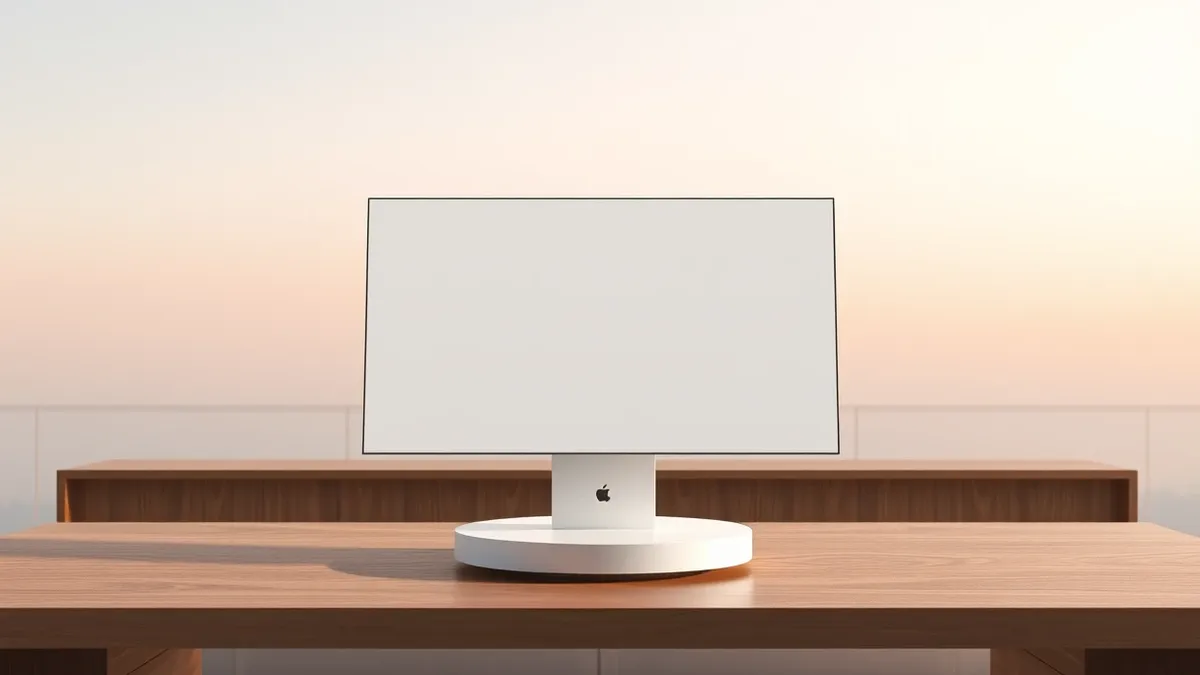 Illustration: A sleek white cylindrical device stands on a wooden table.