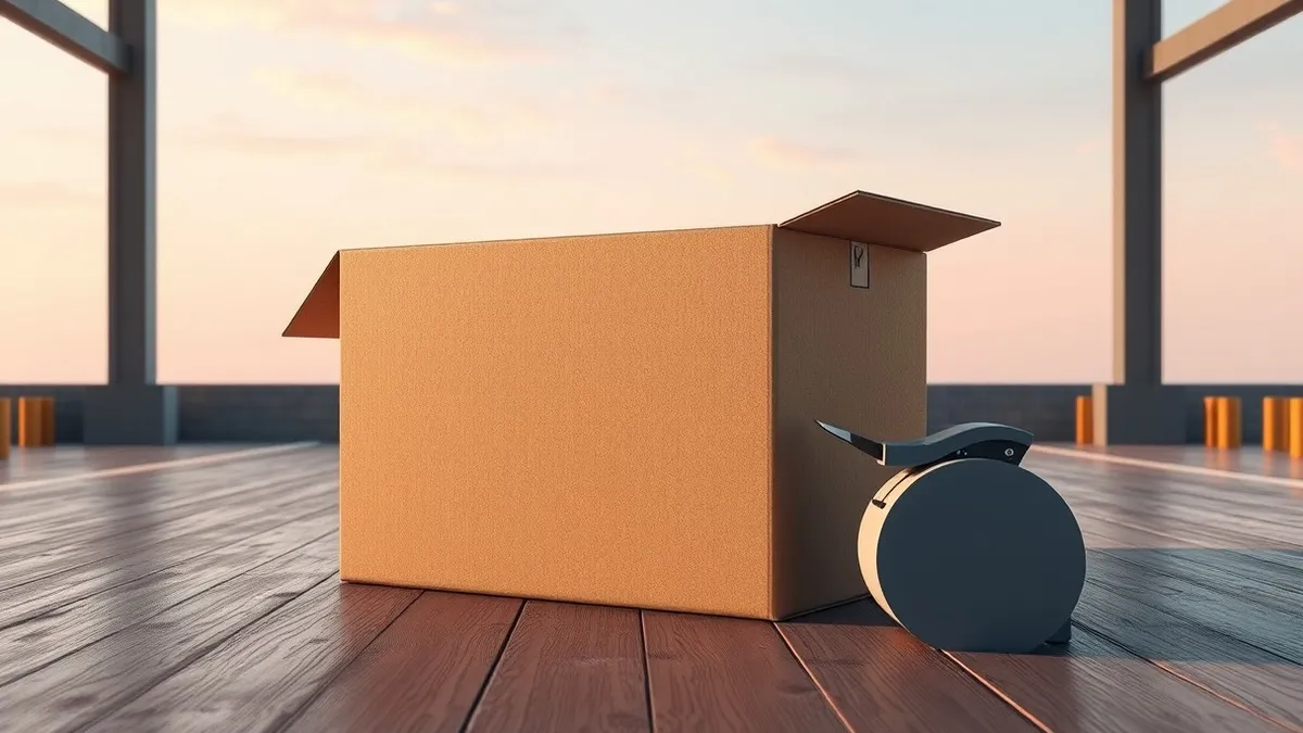 Illustration: A sealed cardboard box sits on a wooden loading dock floor, its corner cracked open to reveal the metallic edge of a high-performance graphics card inside.