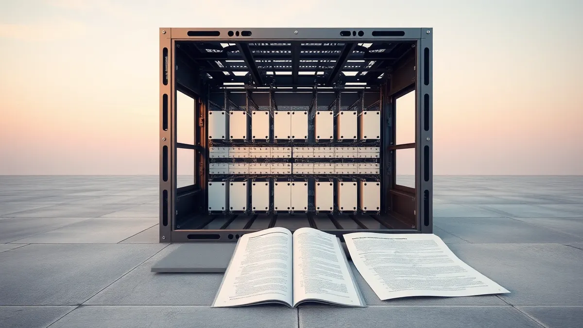 Illustration: An open chassis frame rests on a clean concrete floor.