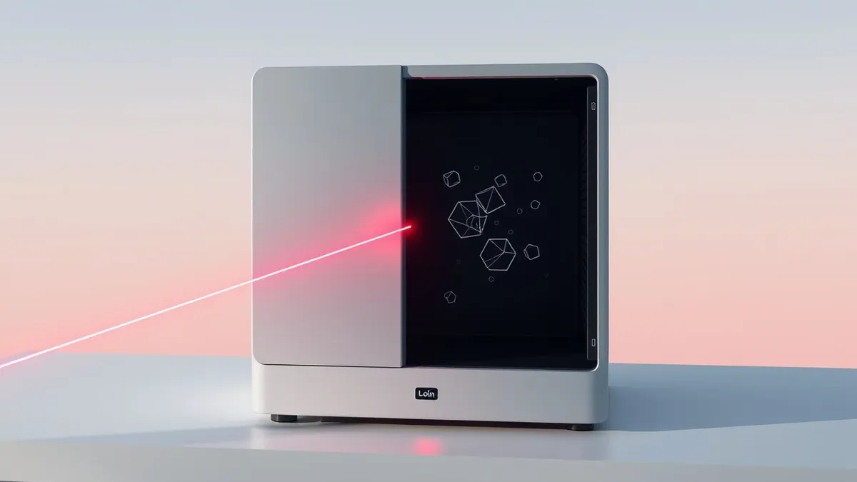 Illustration: A sleek, silver network management appliance sits on a sterile white desk.