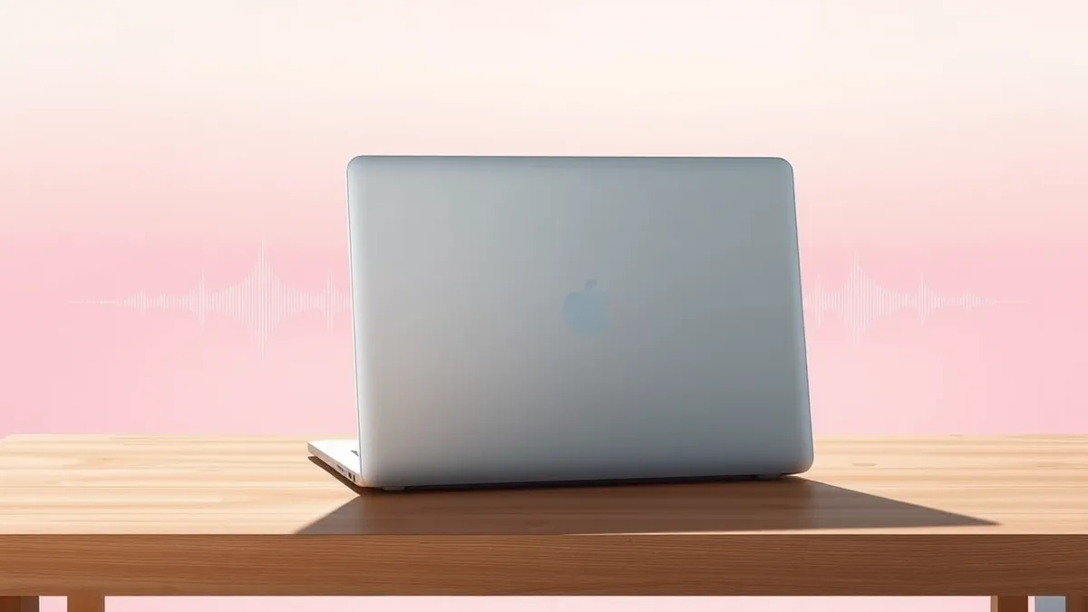 Illustration: A silver laptop sits closed on a wooden desk, casting a heavy shadow.