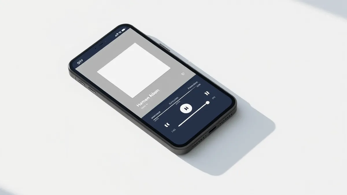 Illustration: A sleek black smartphone rests on a matte white table.