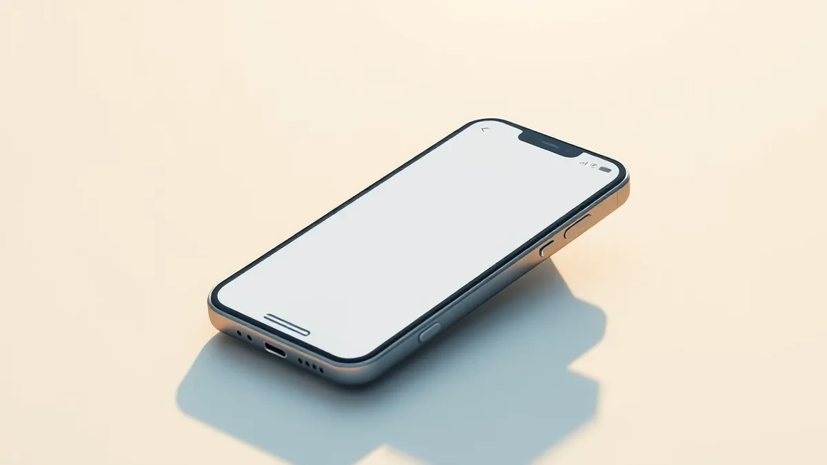 Illustration: A smartphone rests on a clean desk, its screen displaying a blank messaging interface with simple abstract icons.
