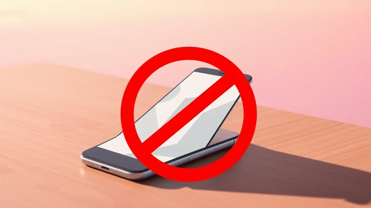 Illustration: A sleek smartphone rests on a wooden table, its screen displaying a minimalist interface with abstract geometric shapes.