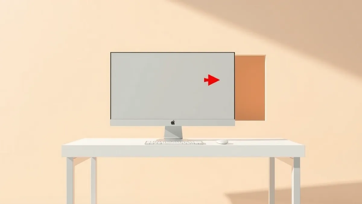Illustration: A sleek desktop computer sits on a minimalist white desk.