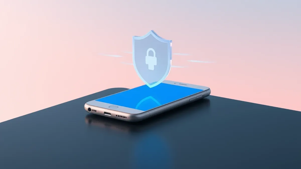 Illustration: A sleek silver smartphone rests on a dark surface, its screen glowing with a blank blue interface.