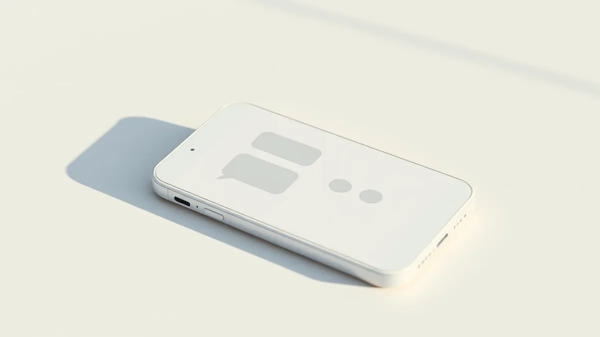 Illustration: A sleek white smartphone rests on a clean wooden desk.