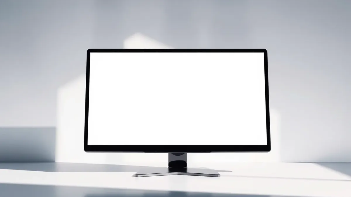 Illustration: A sleek desktop monitor displays a web browser window with a blank white page and an empty address bar at the top.