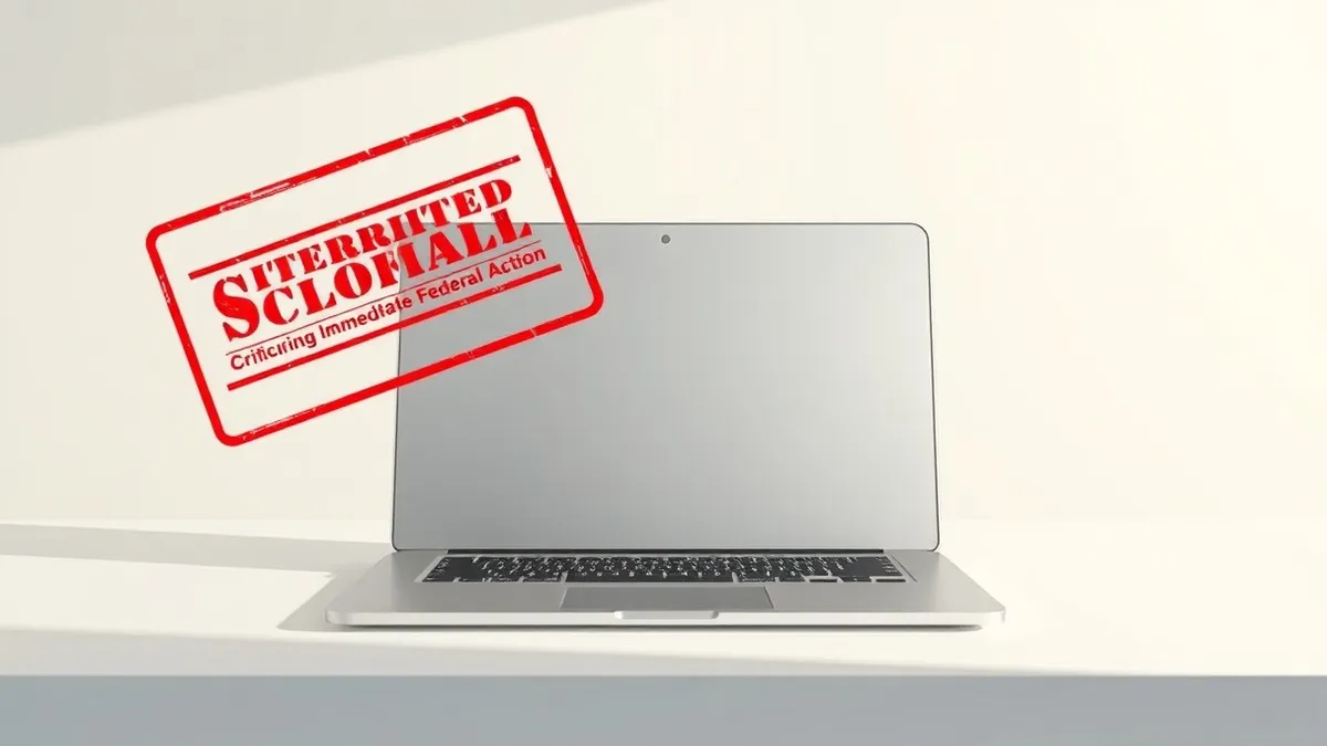 Illustration: A sleek silver laptop sits closed on a clean white desk, its smooth surface reflecting soft overhead light.