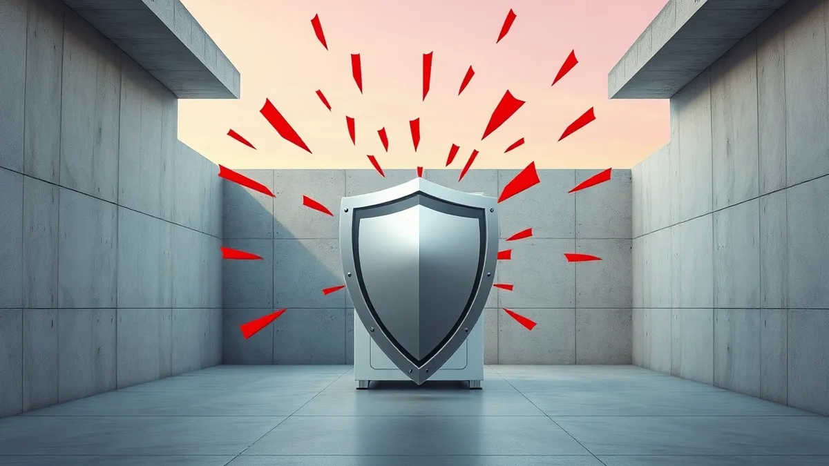 Illustration: A sleek white server unit sits inside a secure concrete control room.