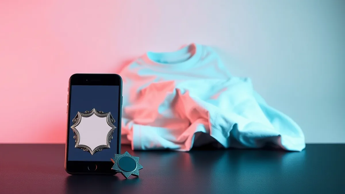 Illustration: A single police badge rests on a dark surface next to a smartphone displaying a blank screen.