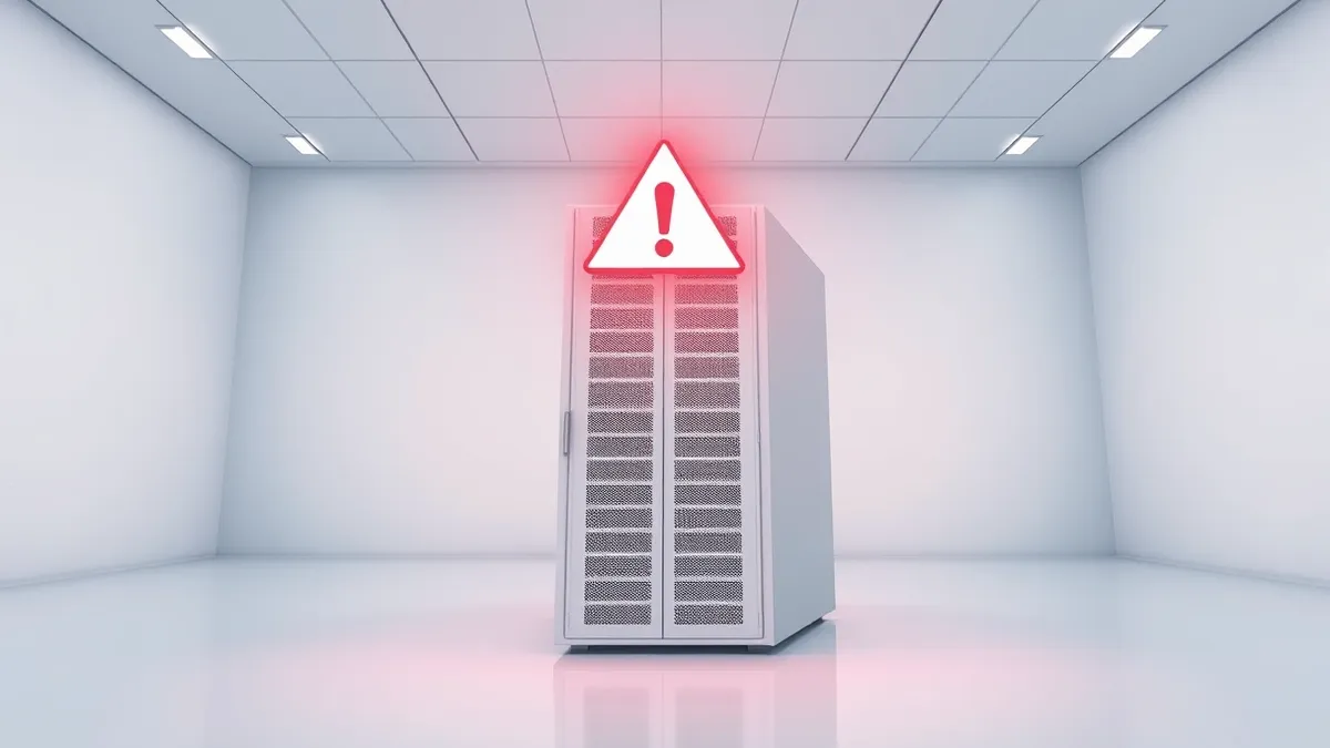 Illustration: A sleek white server unit sits in a clean room.