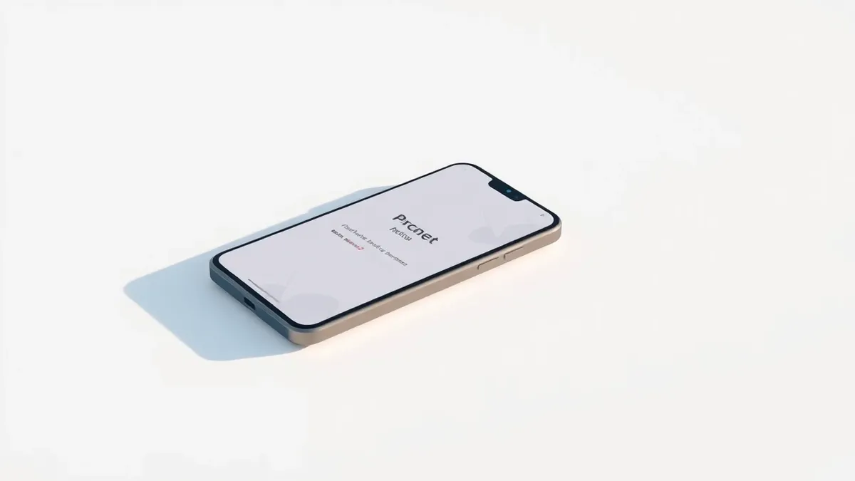 Illustration: A sleek smartphone rests on a minimalist white surface.