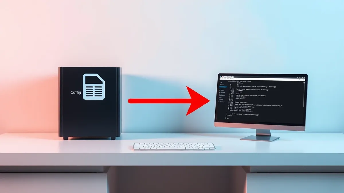 Illustration: A sleek black security appliance sits on a clean white desk.