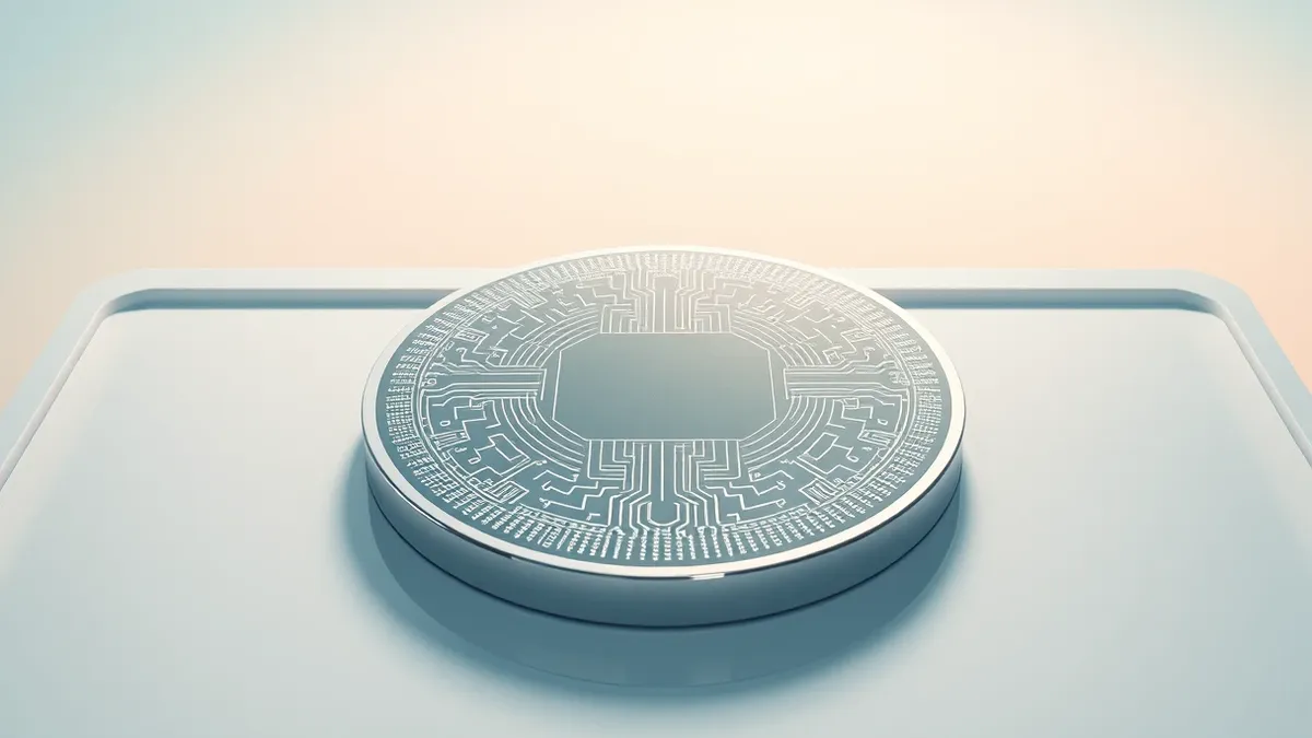 Illustration: A gleaming silicon wafer rests on a clean white laboratory tray.