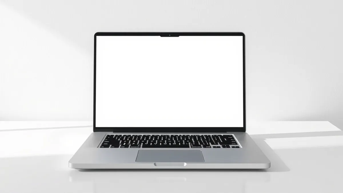 Illustration: A sleek silver laptop sits open on a clean white desk.
