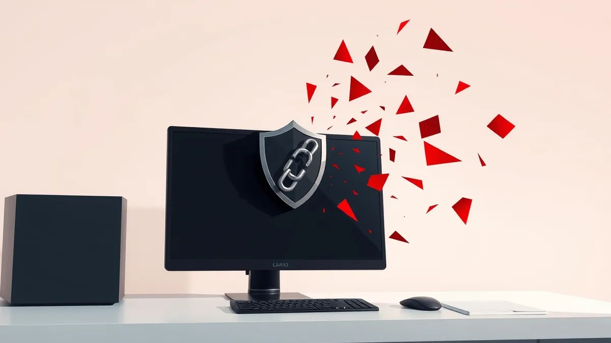 Illustration: A sleek black artificial intelligence interface sits on a clean desk.