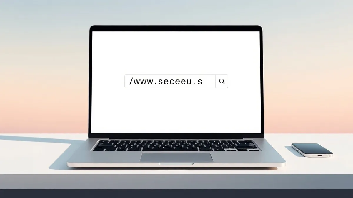 Illustration: A sleek silver laptop sits open on a clean white desk.