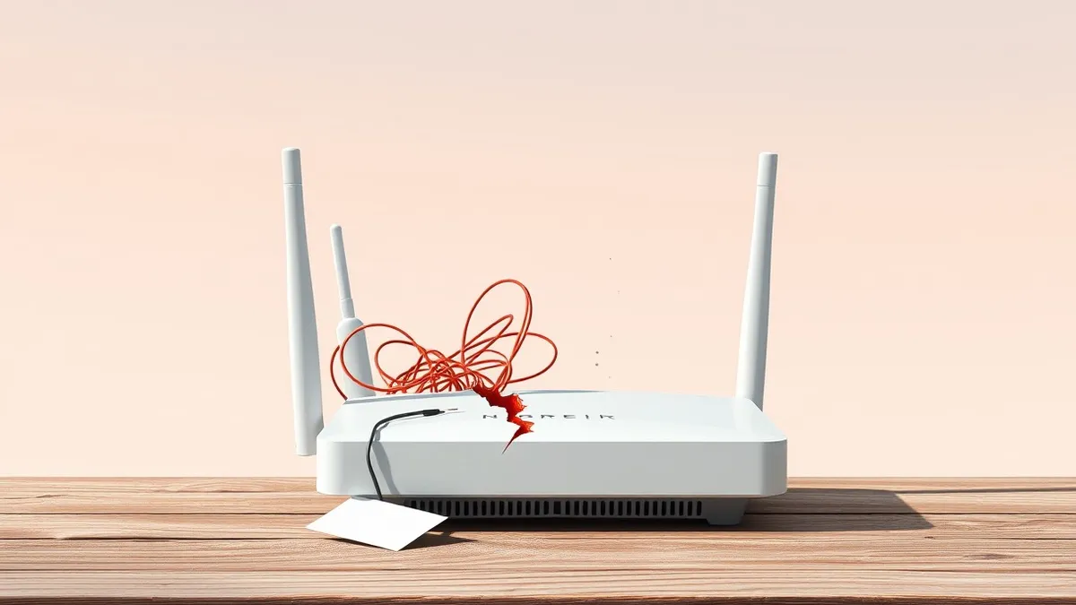 Illustration: A white wireless router sits on a wooden table.