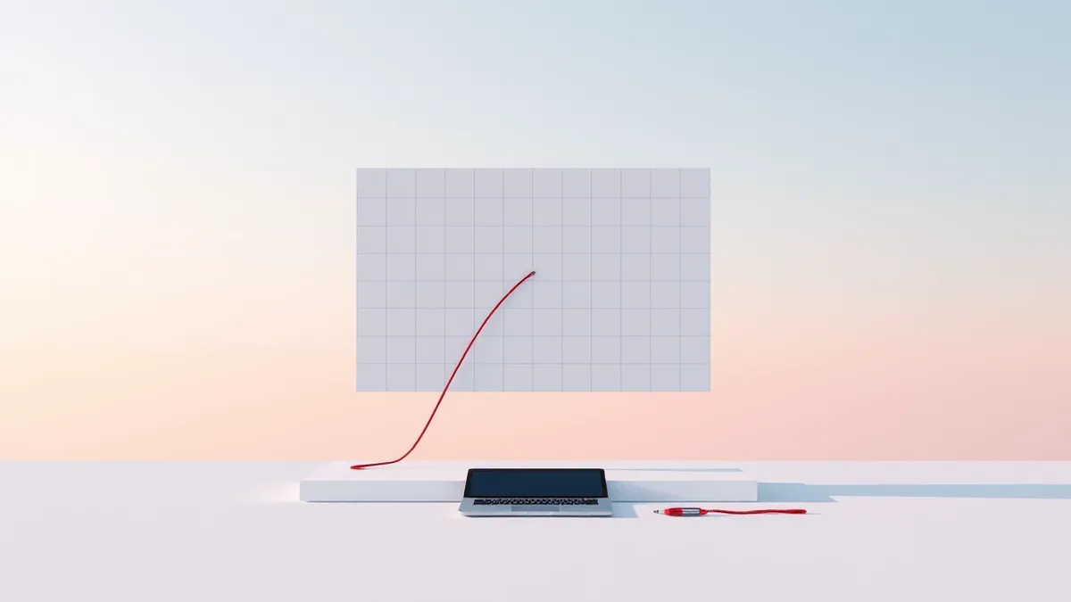 Illustration: A sleek, abstract geometric shape representing an AI decision model sits isolated on a white surface.