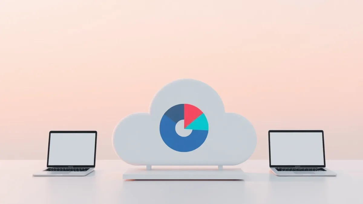 Illustration: A sleek cloud storage interface displays a simple pie chart with distinct colored segments.