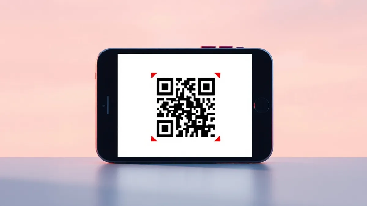 Illustration: A smartphone screen displays a messaging interface with a single QR code in the center.