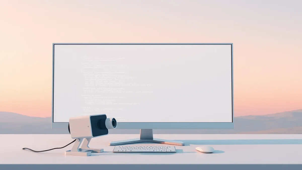 Illustration: An artificial intelligence coding agent generates lines of code on a blank monitor screen while a traditional security scanner icon sits idle and inactive in the fore