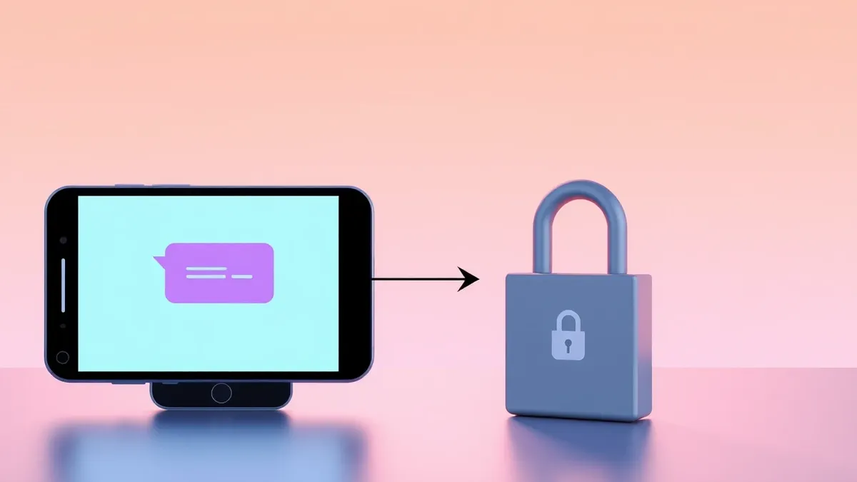 Illustration: A smartphone displays a blank messaging interface with two abstract chat bubbles.