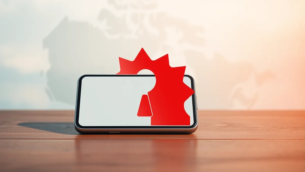 Illustration: A generic smartphone rests on a wooden table, its screen displaying a blank chat interface.