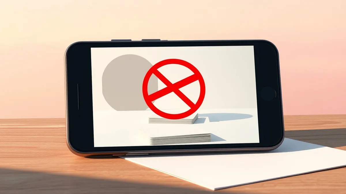 Illustration: A blank smartphone screen reflects a stack of empty, unmarked cards.