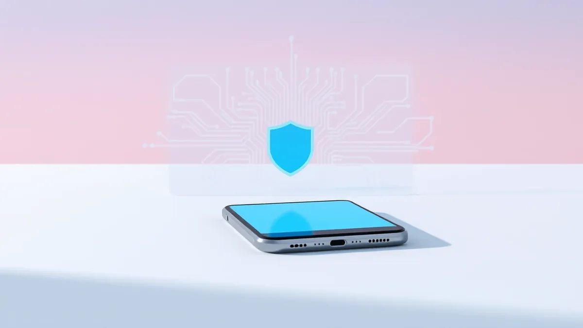 Illustration: A sleek smartphone rests on a clean white surface.