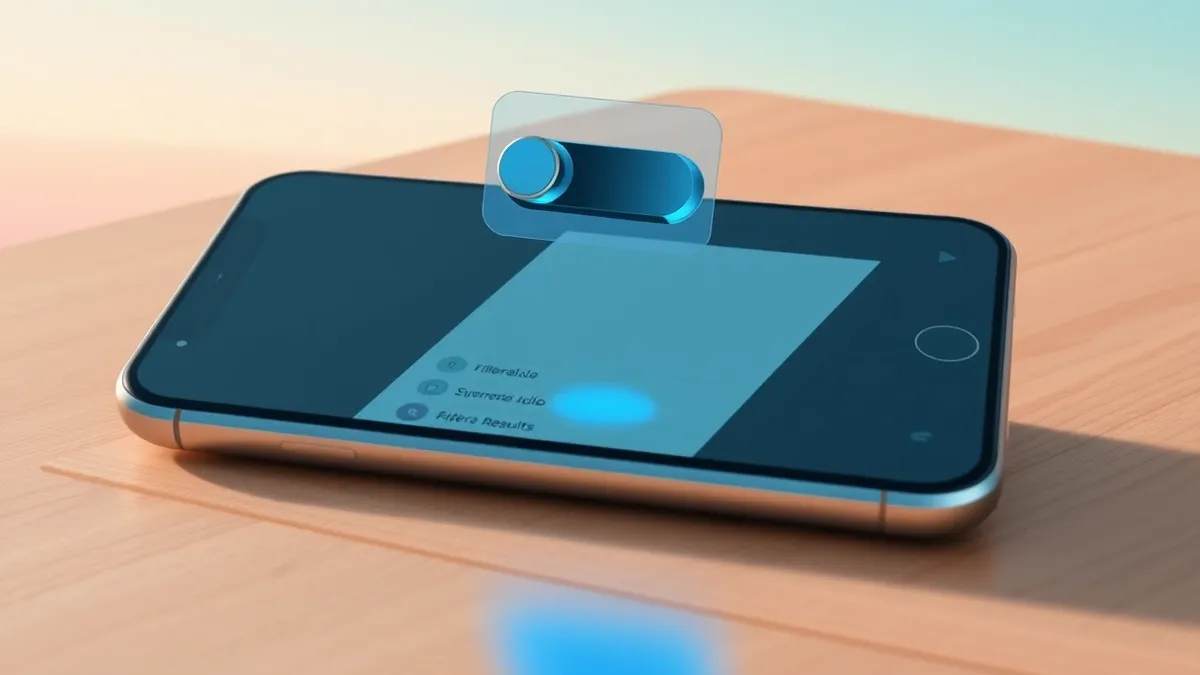 Illustration: A sleek smartphone rests on a wooden table, its screen displaying a blank music streaming interface.