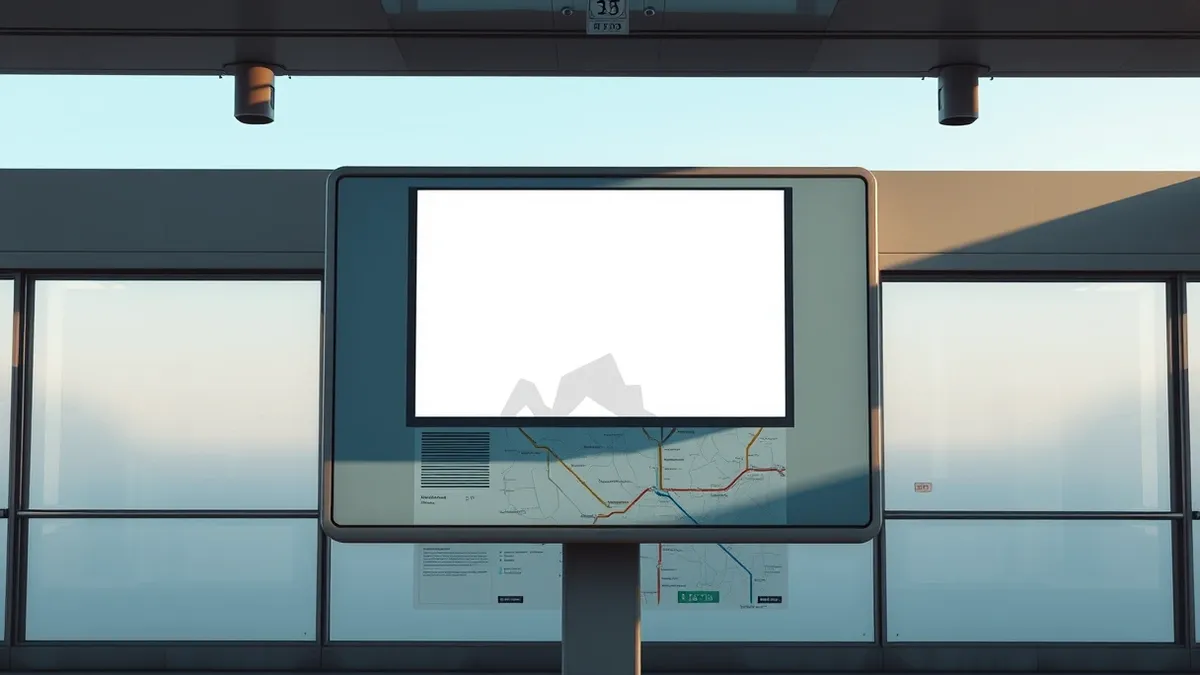 Illustration: A blank digital departure board sits inside a modern subway station.
