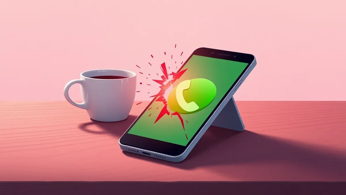 Illustration: A smartphone rests on a wooden desk beside a coffee cup.