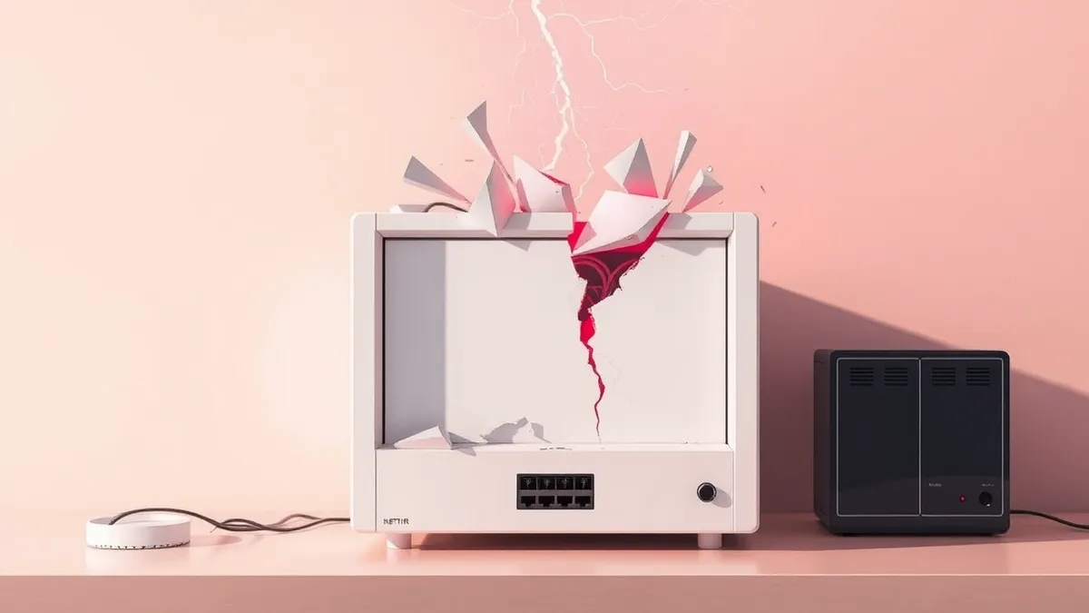 Illustration: A white network appliance sits on a desk.