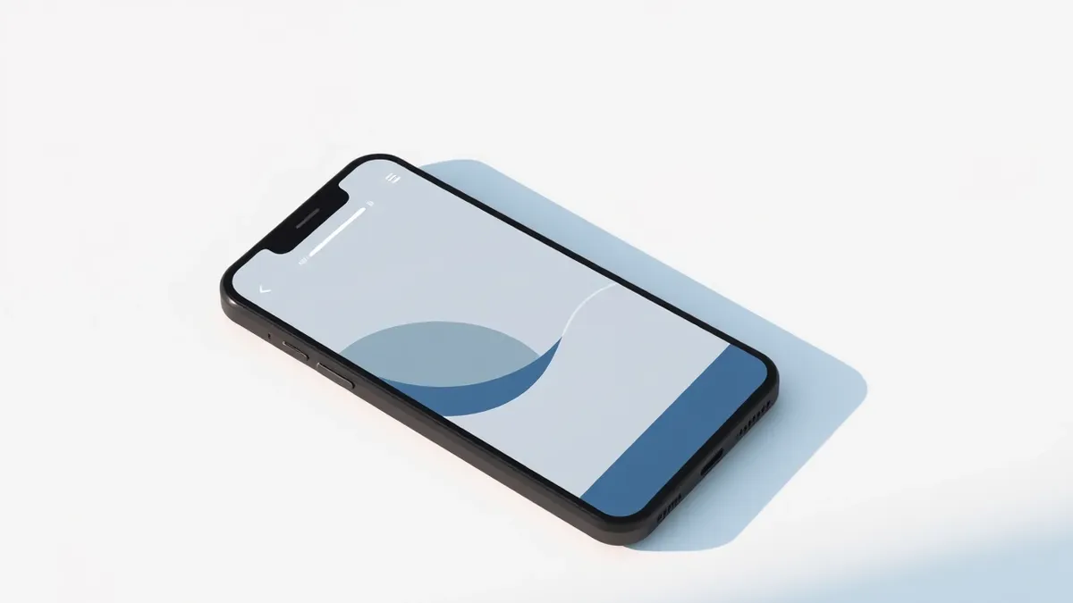 Illustration: A black smartphone rests on a plain white surface.