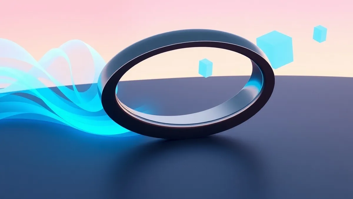 Illustration: A sleek metallic ring rests on a smooth dark surface.