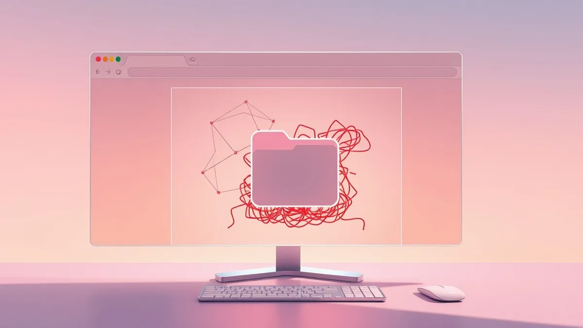 Illustration: A transparent browser window displays abstract geometric shapes on a clean desktop background.