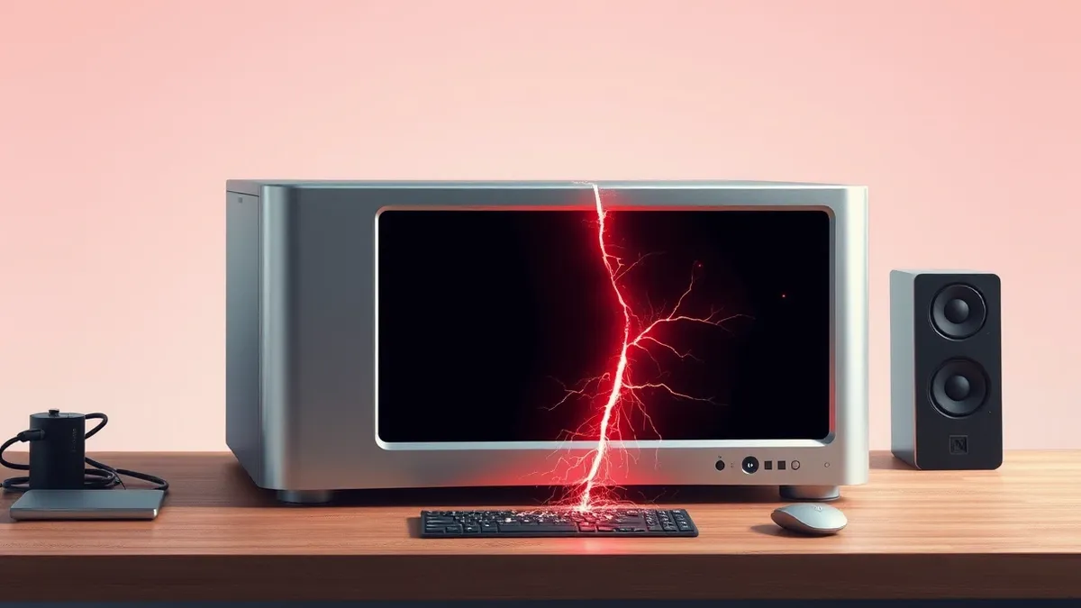 Illustration: A sleek silver server sits on a desk, its front panel dark and blank.