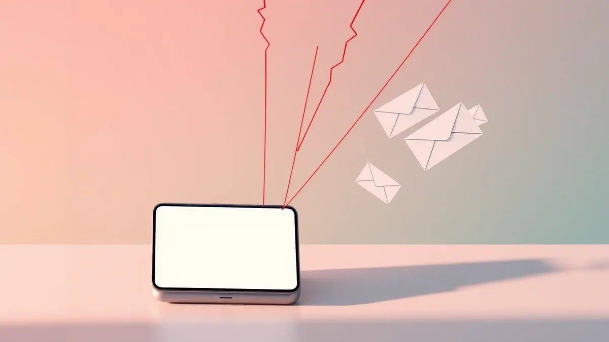 Illustration: A smartphone sits on a table, its screen displaying a blank banking app interface.